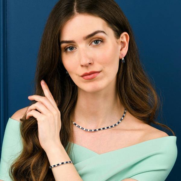 namana Blue Tennis Necklace for Women in 925 Sterling Silver