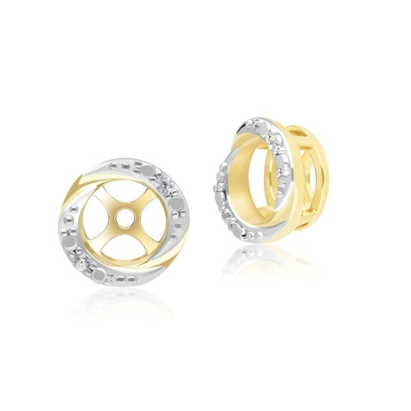 Gemondo Classic Halo Diamond Swirl Ear Jacket Earrings in 9ct Yellow Gold