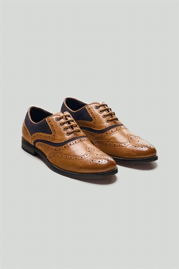 House of Cavani Boys Russel Tan/Navy Shoes