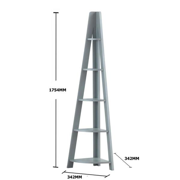 Timber Art Design Riva Scandinavian Retro 5 Tier Corner Ladder Bookcase Shelf Unit