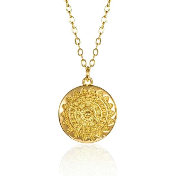 Dainty Gold Plated Mandala Pendant Necklace for Women - namana.london