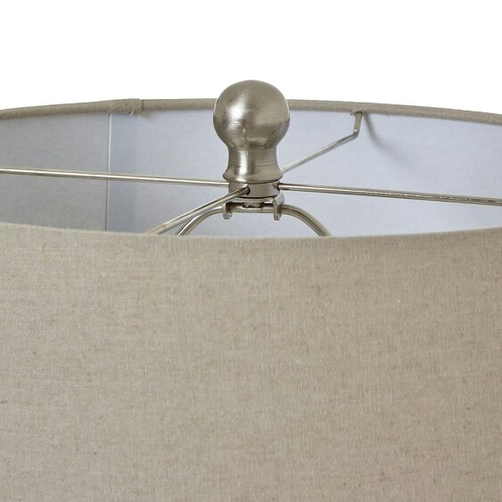 Wyld Haus Lautrec White Geometric Dots Ceramic Lamp With Cream Linen Shade