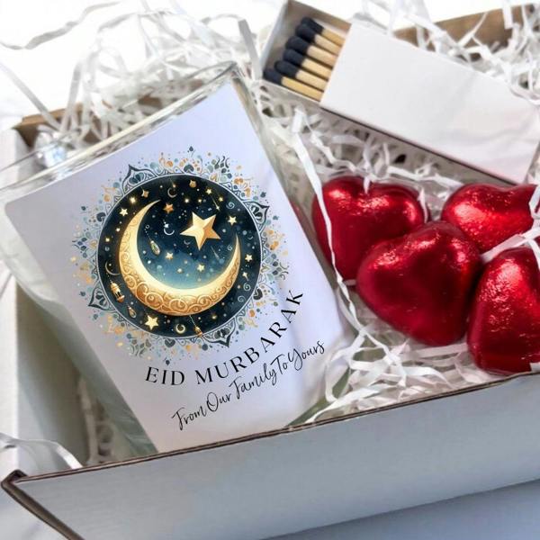 Aye Do Gifts Personalised Eid Mubarak Candle Gift Set | Keepsake for Family, Friends