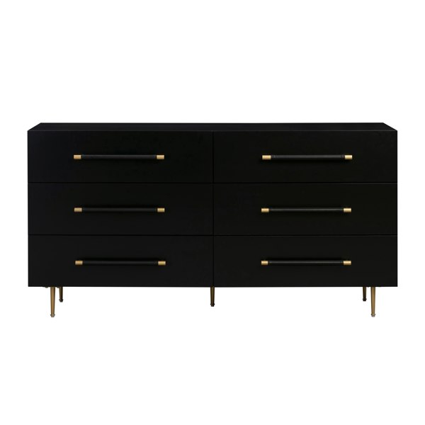 Furniture Edit Trident Black 6 Drawer Dresser Chest Of Drawers