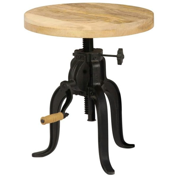 Berkfield Side Table 45x (45-62) cm Solid Mango Wood and Cast Iron
