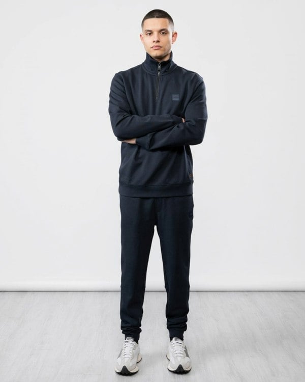 BOSS Orange Zetrust Mens 1/4 Zip Sweatshirt - Dark Blue 404