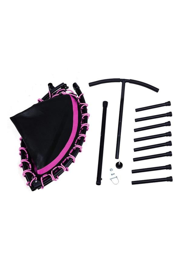 Living and Home 48in Bungee Cords Foldable Round Pink Trampoline with Adjustable T-Handle Bar