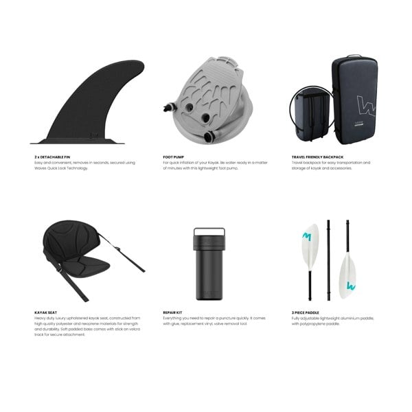 Voyager | Inflatable Kayak | Oxford Cloth | 1-Seater - Wave Spas Europe