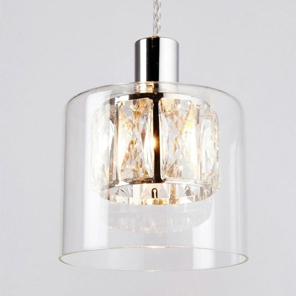 Multi Light Ceiling Pendant 5 Bulb Chrome & Crystal Chandelier Height Drop Lamp Loops