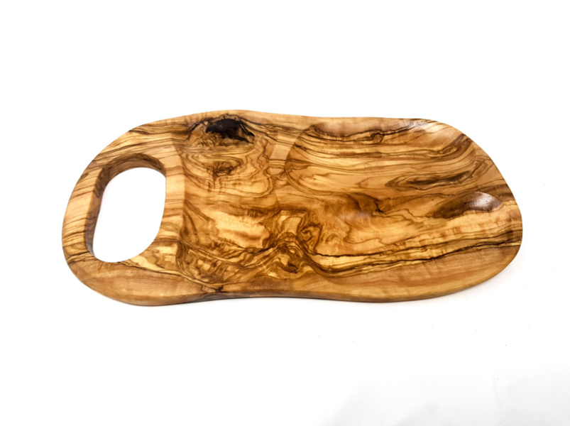 Verano Spanish Ceramics Olive Wood - Snack Dish 3 Sectioned Inverted Handle (Various Shapes)
