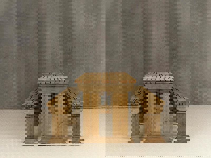 Aspen Rounded Picnic Table and Benches Set - Rustic Finish Wooden Outdoor Dining Set for Gardens and Patios