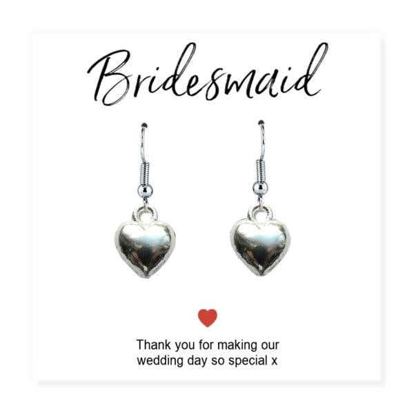 Aye Do Gifts Bridesmaids Heart Earring Gift & Thank You Card