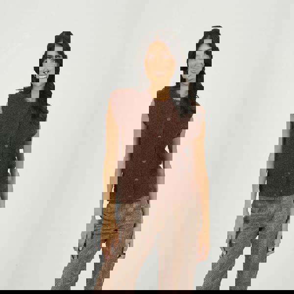 Brave Soul Brown Boucle Knitted Waistcoat - Brown Image 1