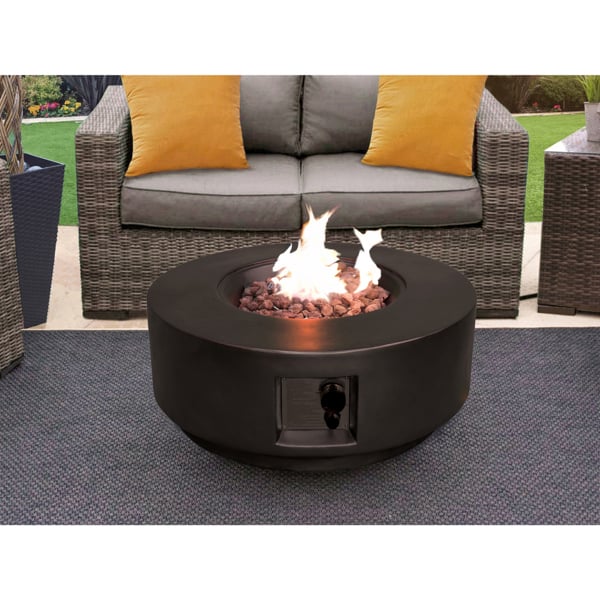 Homeology FUSION Light Black Lavish Garden & Patio Gas Fire Pit with Eco-Stone Finish - Fully Assembled