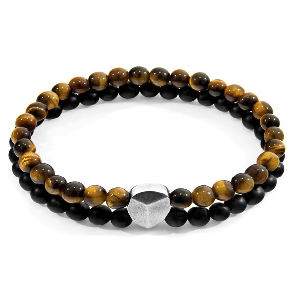 Anchor & Crew Brown Tigers Eye Iguazu Silver and Stone Bracelet