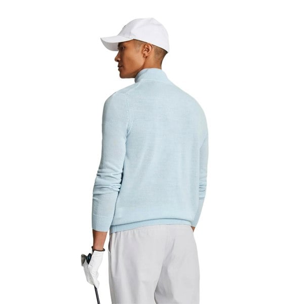 Lyle & Scott Mens Merino Wool Quarter Zip Golf Jumper - Club Blue