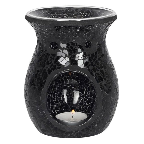 Serano Large Black Crackle Oil Burner and Wax Warmer