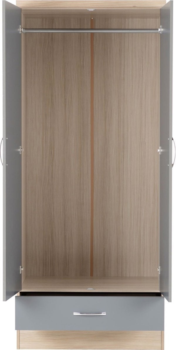 Seconique Nevada Nevada 2 Door 1 Drawer Wardrobe Bedroom Set
