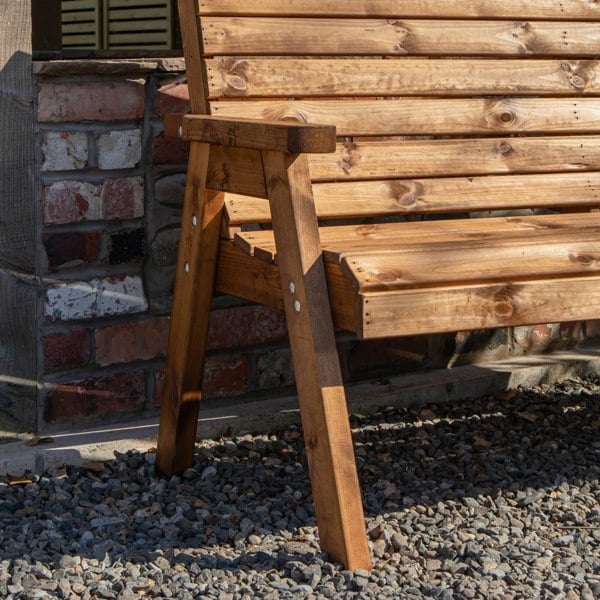 Samuel Alexander Charles Taylor Hand Made Traditional 3 Seater Chunky Rustic Wooden Garden Bench Furniture Assembled