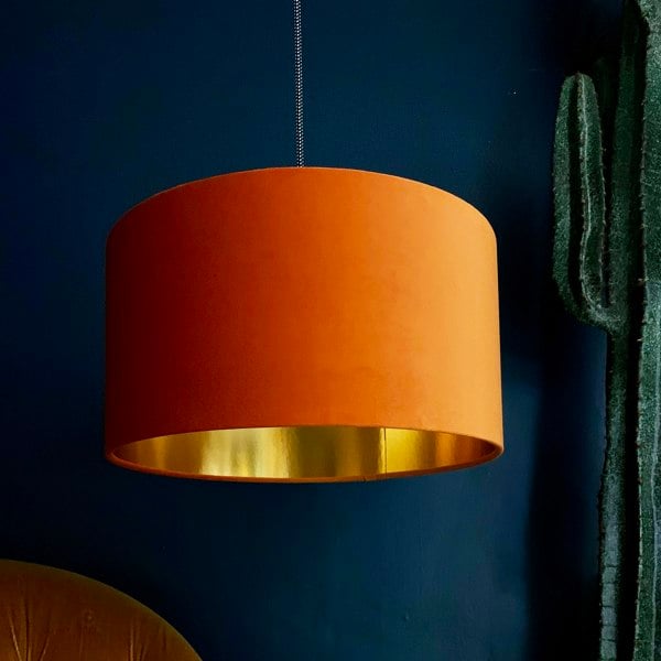 Love Frankie Rust Velvet Lampshade With Gold Lining