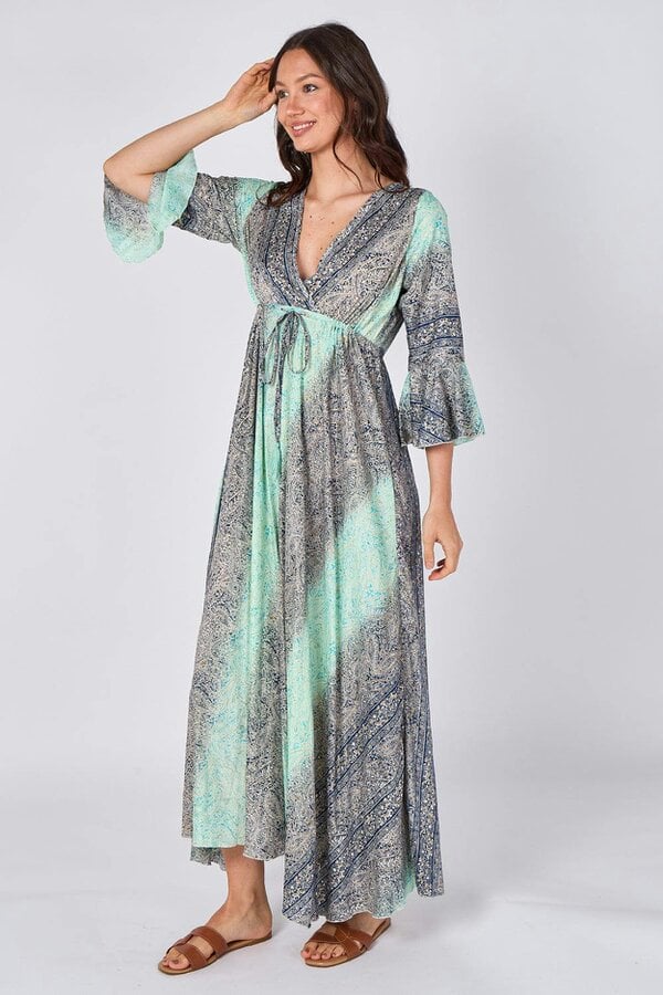 Boho Paisley Maxi Dress – Adjustable Tie Waist