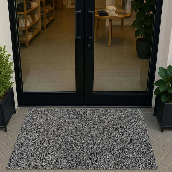 Ultralux Outdoor Drainage Door Mat - Non-Slip Vinyl Coil Dirt Trapper Entrance Mat - Black & White Coil Mat – Multiple Sizes UTNBW