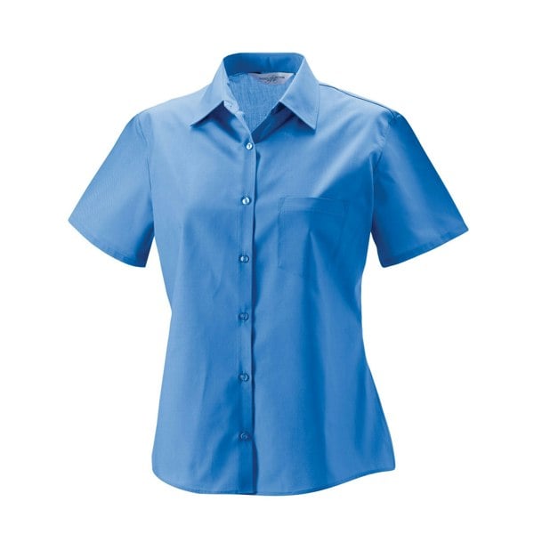Russell Collection Women's Poplin Easy-Care Short-Sleeved Formal Shirt - Corporate Blue