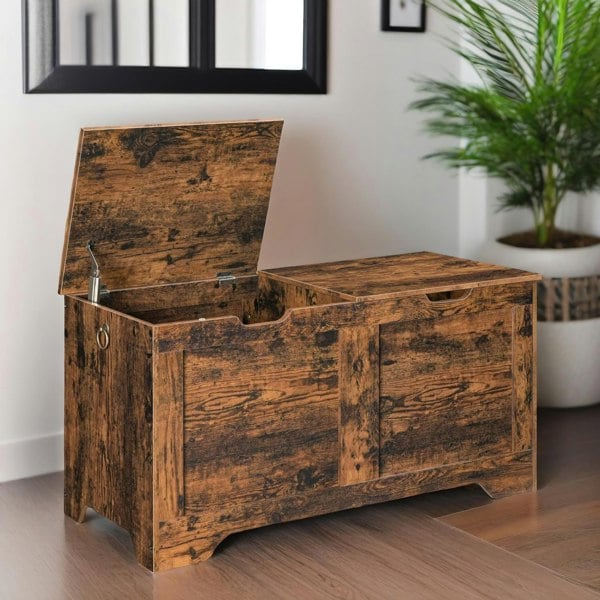 Rafaelo Mobilia Wooden Storage Trunk With 2 Lids