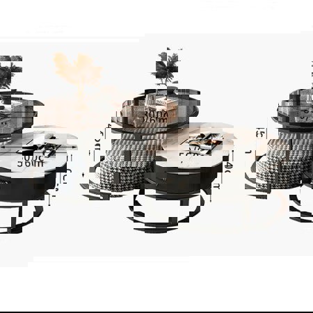 Kev Nesting Coffee Table With Ottoman, Glass-Ritconcept-Rit Concept