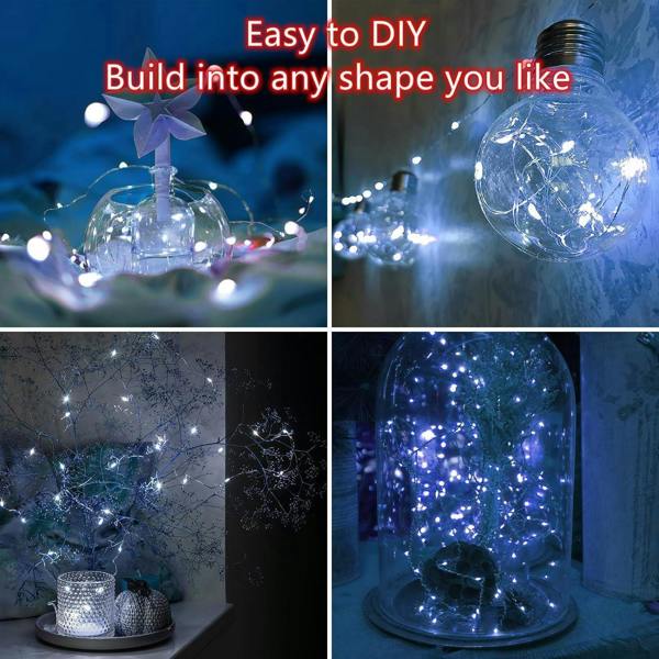 2m Fairy String Lights Silver Wire 20 LED Battery Operated Cool White Twinkle Waterproof Decorative Lights, 2 Pack image 6