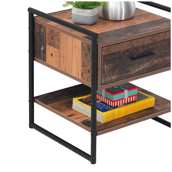 Timber Art Design Abbey Bedside Cabinet Bedroom Furniture Nightstand Table 1 Drawer Rustic Urban