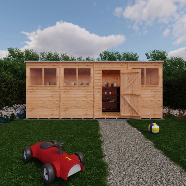 Shire Overlap 16x6 single door pent shed