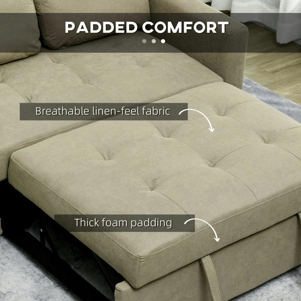 Light brown padded sofa bed seat cushion with tufted surface and thick foam padding
