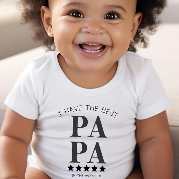 Personalised Best Papa Baby Grow, Vest or Bib with Name