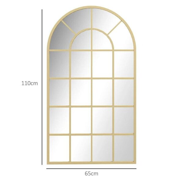 110 x 65 cm Arched Decorative Wall Mirror for Bedroom Living Room, Modern Window Bathroom Mirror for Home Decor