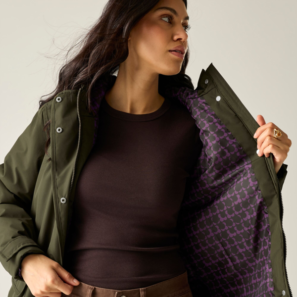 Regatta Womens/Ladies Orla Kiely Insulated Waterproof Jacket - Brown Shadow/Eccentric Purple