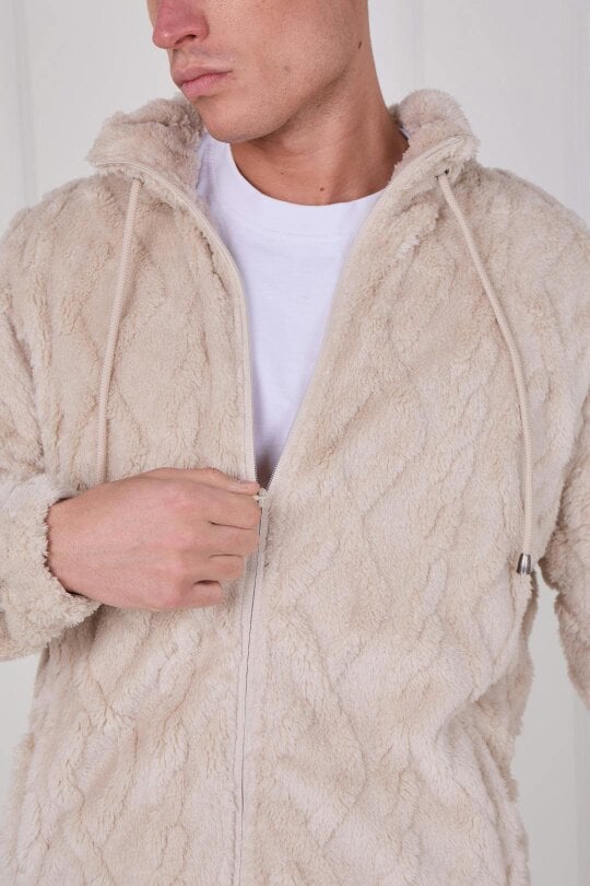 Luxe Textured Faux Fur Zip Jacket