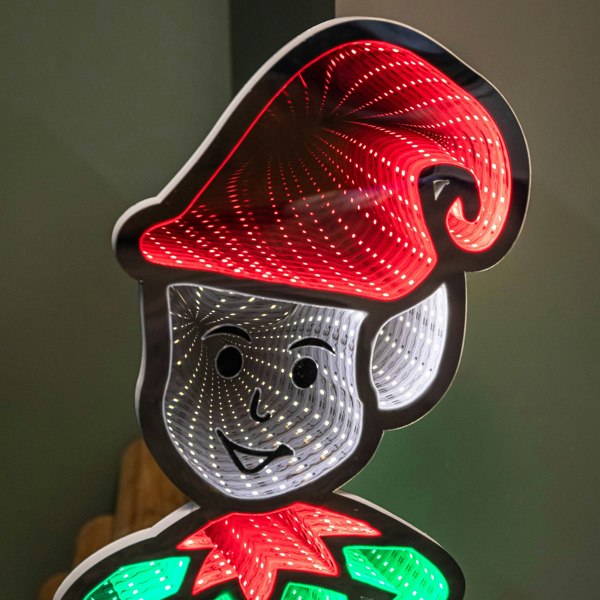 Samuel Alexander 60cm Infinity Elf in Red Boots on Metal Base with Green and Red LEDs