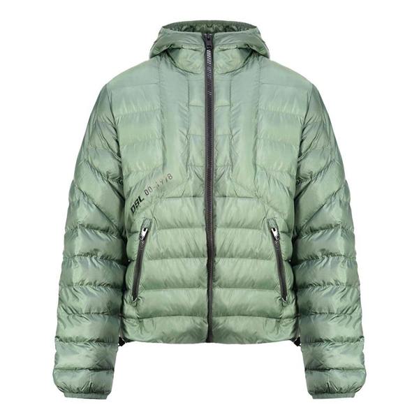 Diesel Mens Plain Quilted Jacket - Green - 