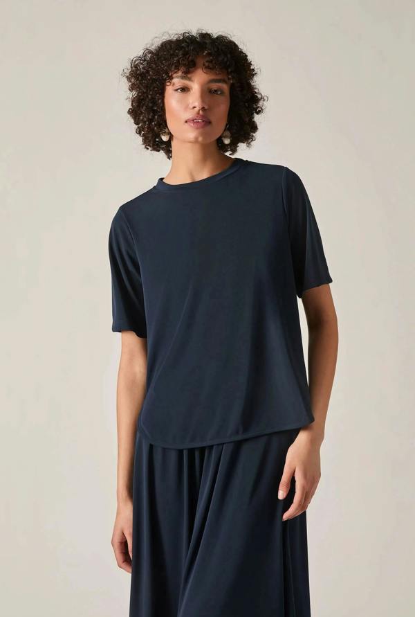 James Lakeland Navy Jersey Relaxed Top