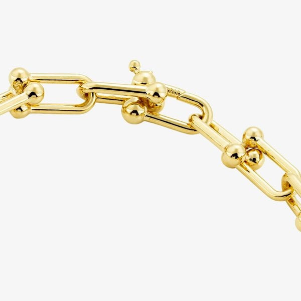 T. H. Baker 9ct Yellow Gold 7.5 Inch Fancy Bar Ball Chain Bracelet HBGT-850-9Y-7.5
