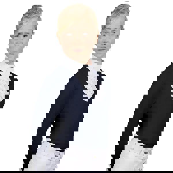 Coldstream Childrens/Kids Next Generation Ruffled Crystal Long-Sleeved Show Shirt - Navy - 