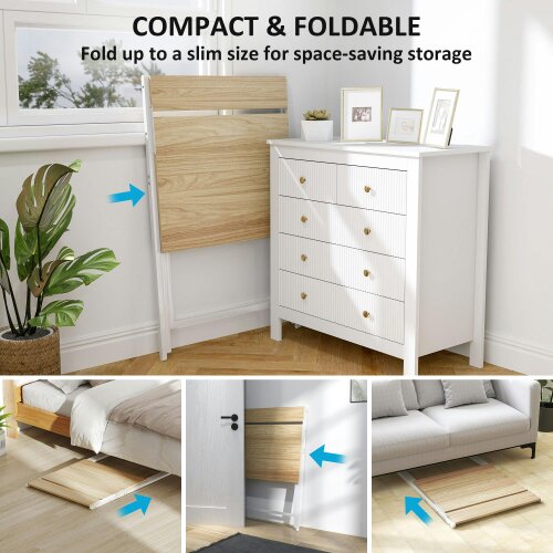 Wyld Haus Veeldi 70cm Small Wooden Natural Folding Desk With Raised Monitor Shelf