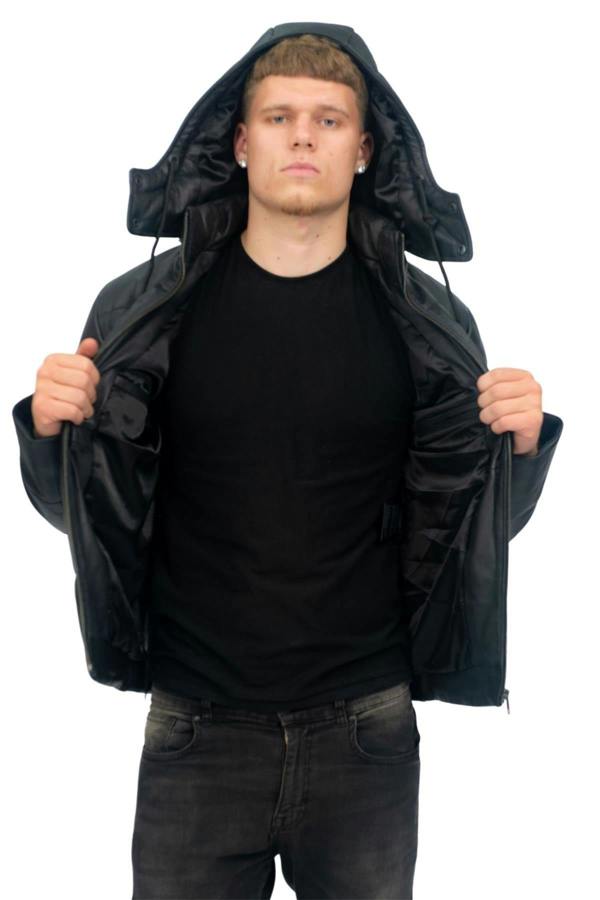 Infinity Leather Mens Puffer Leather Bomber Jacket-Augsburg