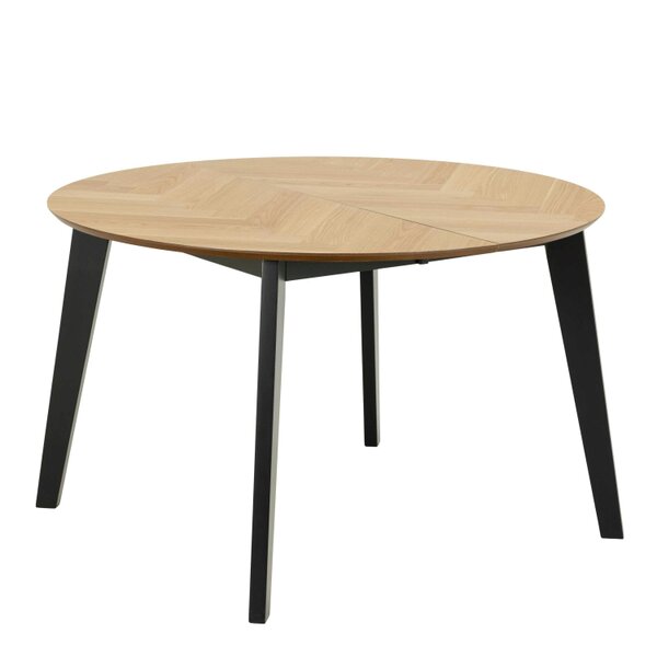 Wyld Haus Hedehusene Natural Oak Wood Round Dining Table Black Legs
