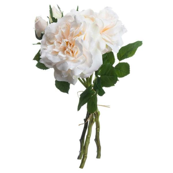 Hill Interiors Artificial Short Stem Rose Bouquet - Peach/Cream - 
