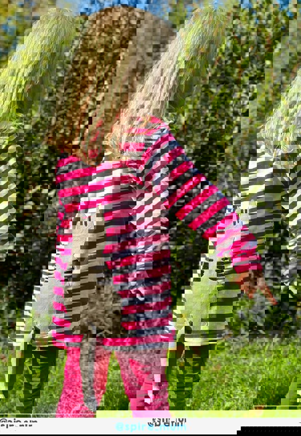 Organic Pink Kitten Applique Long - Sleeved T-Shirt - Toby Tiger