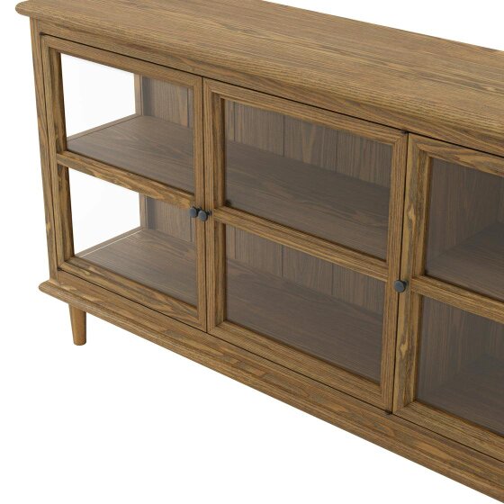 Wyld Haus Honley Dark Brown Wood 3 Glass Door Sideboard