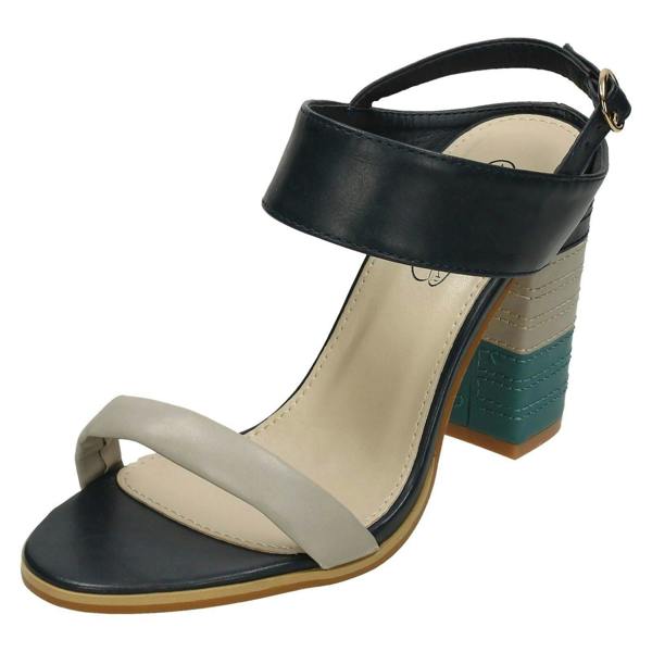 Spot On Ladies Spot On High Stitched Heel Mule Sandals