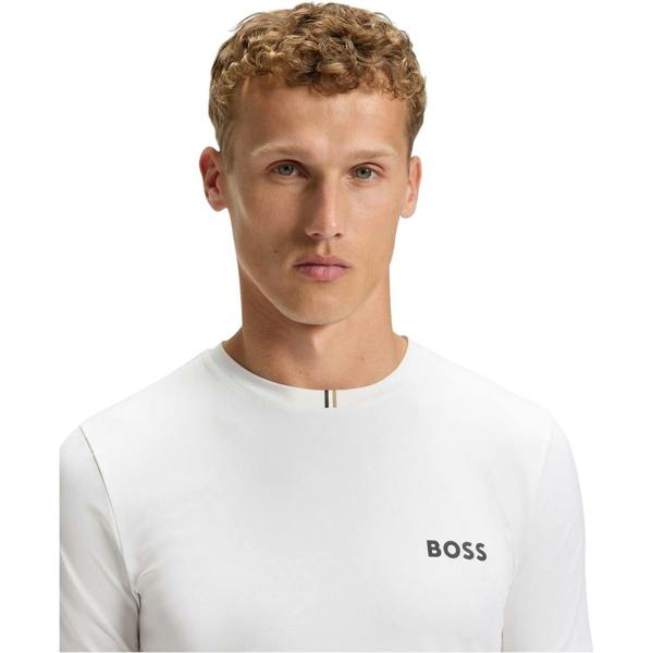 Boss Mens Toc Stripe Pique Slim T-Shirt - White - 